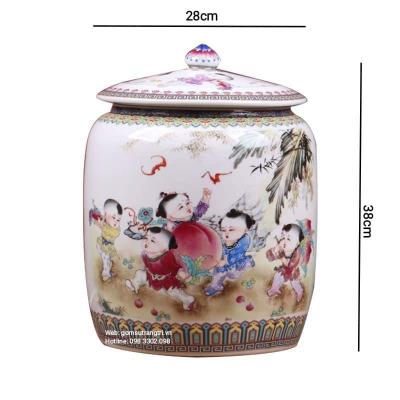 HŨ ĐỰNG CÓ NẮP HỌA TIẾT BÁT TIÊN